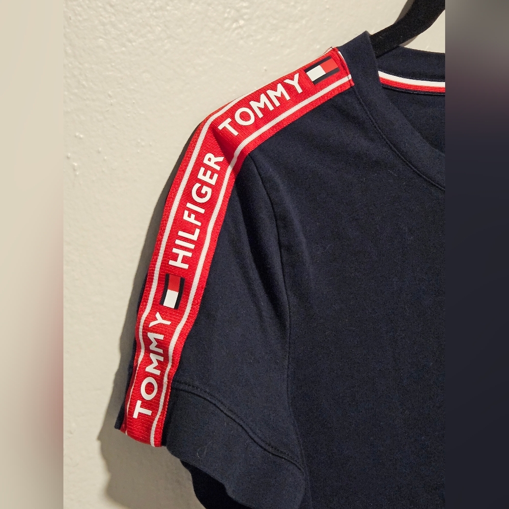 Tommy Hilfiger Navy Dress with Red Logo Sleeves size Medium - Picture 5 of 8